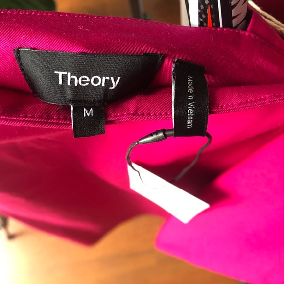 Theory off-shoulder dress fuchsia M pop draped - Picture 4 of 6